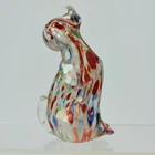 Murano Glass Dog Figurine Colorful Swirl Hand Blown Art Decor Venice Italy Used