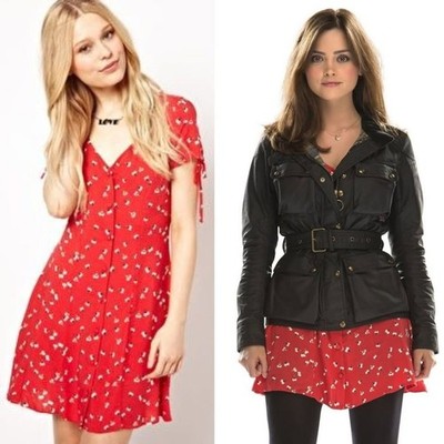 Damaged River Island Bright Red Tea Dress UK Size 12 Doctor Who Clara Oswald SA