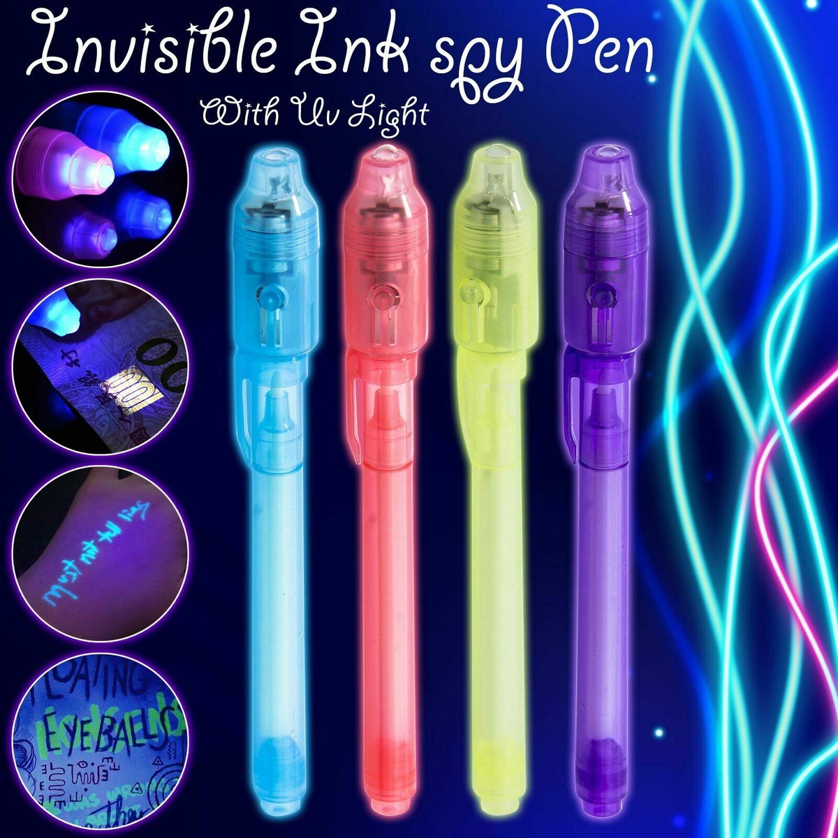 7pcs UV Spy Pens Invisible Ink UV Light Magic Secret Messages