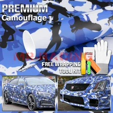 Camouflage Camo Morning Wood Blue Car Vinyl Wrap Sticker Decal Sheet Film DIY