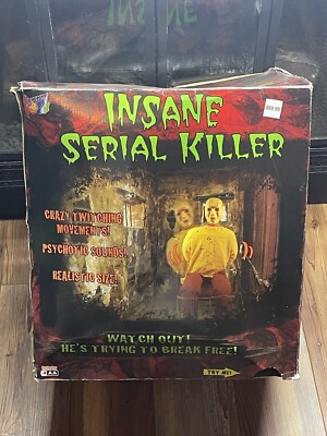 Spirit Halloween Strapped Serial Killer With Box Animatronic Prop ...