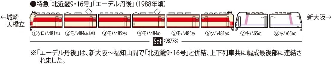 サスペンス 金 RG-Rokko / (98738+98739) JNR 485-1000 Series (9Cars)