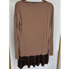 Vince Brown Dress with Wild Animal Pattern Trim – Size Medium