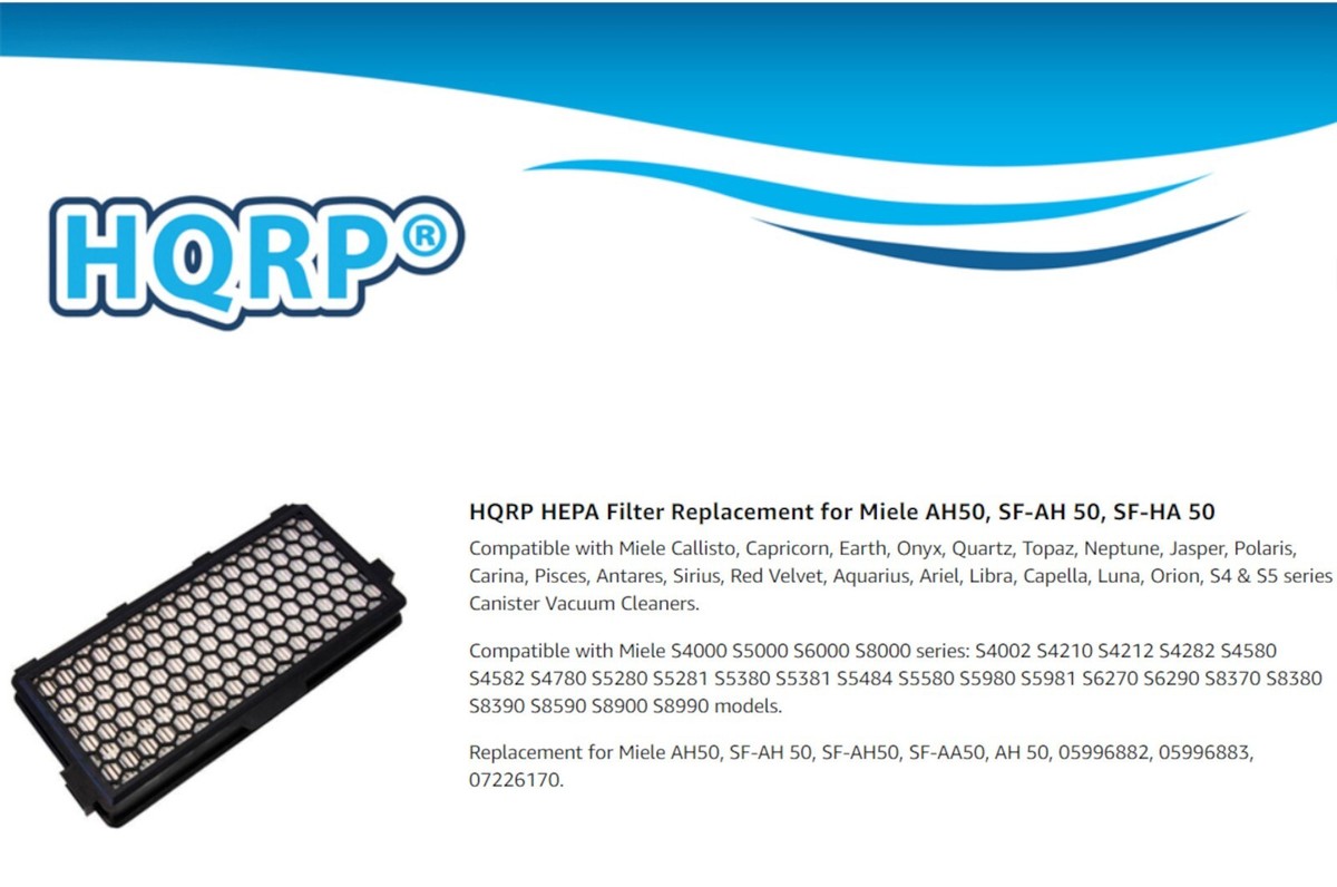 Filtro Aria Bmw Filtro HEPA Attivo HQRP Per Aspirapolvere Miele S5281
