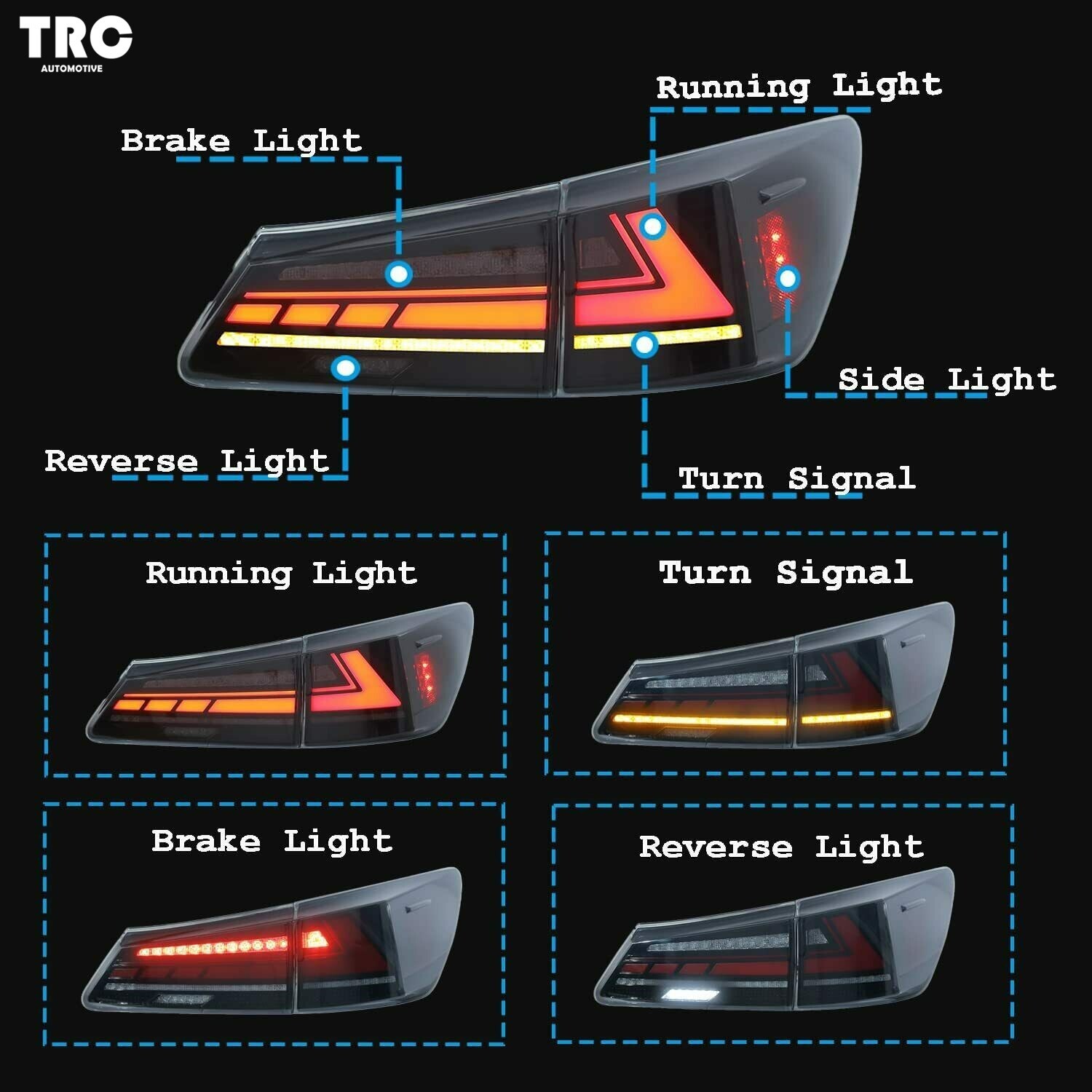LED Smoked Tail Lights For Lexus IS250 IS350 ISF 20062013 Sequential