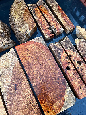 AMBOYNA BURL / BURR Live Edge Blöcke Resin Casting / Messergriff Schuppen Basteln