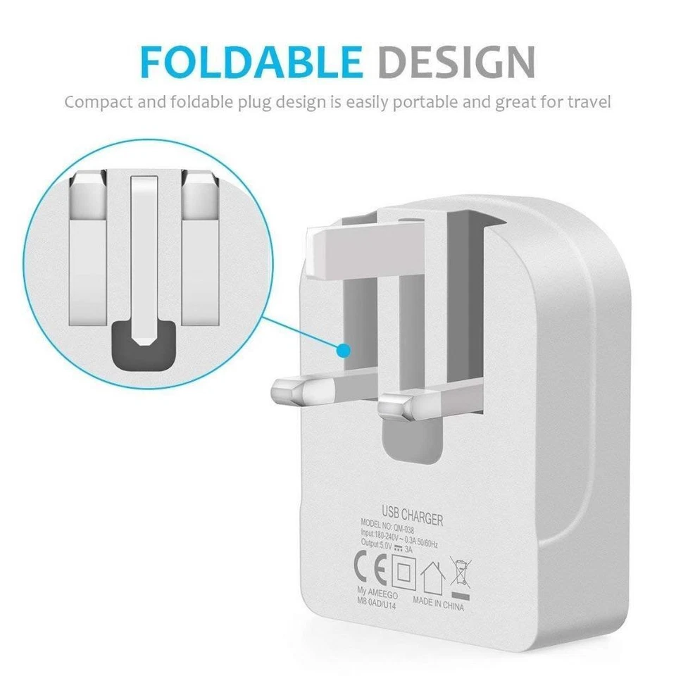 USB wall charger for iphone 12/X/8 7 7Plus 6 6S 5s for samsung 3100mAh Foldable  - Image 2 of 4