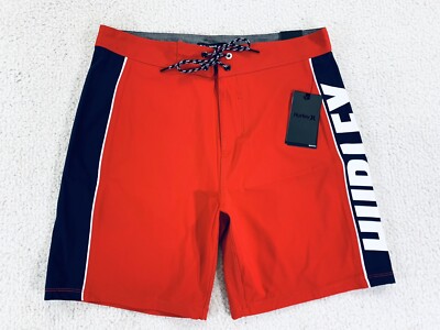 Hurley Phantom Fastlane 18  Boardshorts Surf Beach Red Navy Blue Mens Size 30