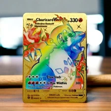 Charizard VMAX Rainbow Gold Metal Card Collectible Gift/Display