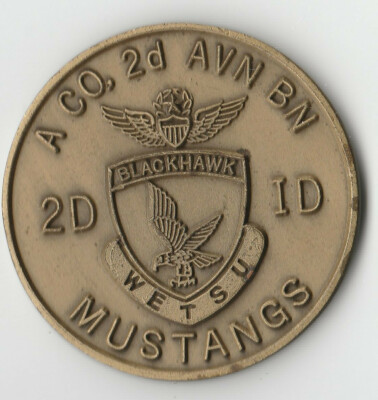 A co 2d AVN BN MUSTANGS 2ID UH60 Blackhawk Coin 1.75