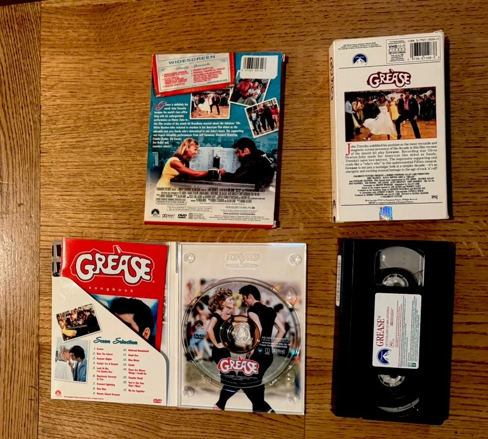 2ct Grease VHS & Widescreen DVD Paramount John Travolta Olivia Newton John VTG - Image 2 of 3