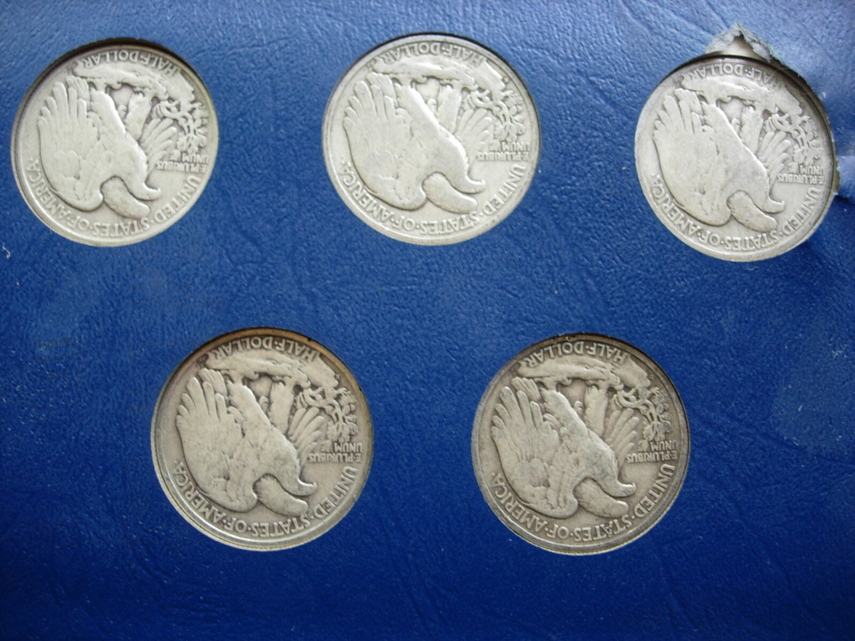 COMPLETE SET 65 DIFFERENT WALKING LIBERTY SILVER HALF DOLLARS
