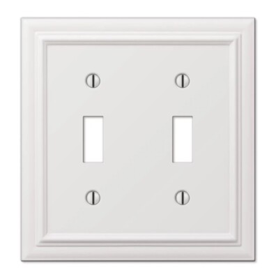 ELUMINA DECOR Continental White 2-Toggle Wall Plate Metal Light Switch 94TTWNB