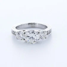 3.42ct E/SI2 Round Natural Certified Diamonds 14kw Gold Classic Three-Stone Ring
