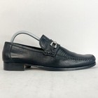 Bruno Magli Mens 9.5M Piatto Bit Loafer Shoes Black Leather Slip On Casual