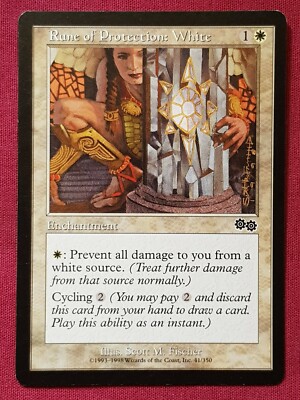 white protection cards mtg Magic The Gathering URZA'S SAGA RUNE OF PROTECTION WHITE white card MTG