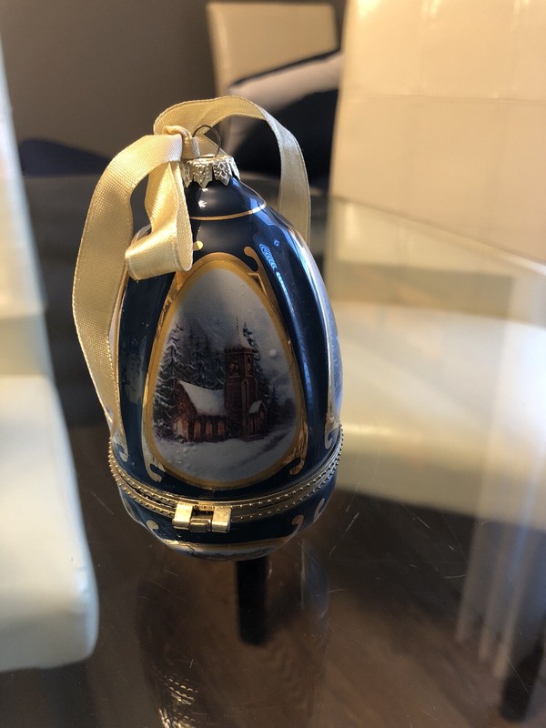 Vintage Mr Christmas Tree Ornament Musical Egg Faberge Church