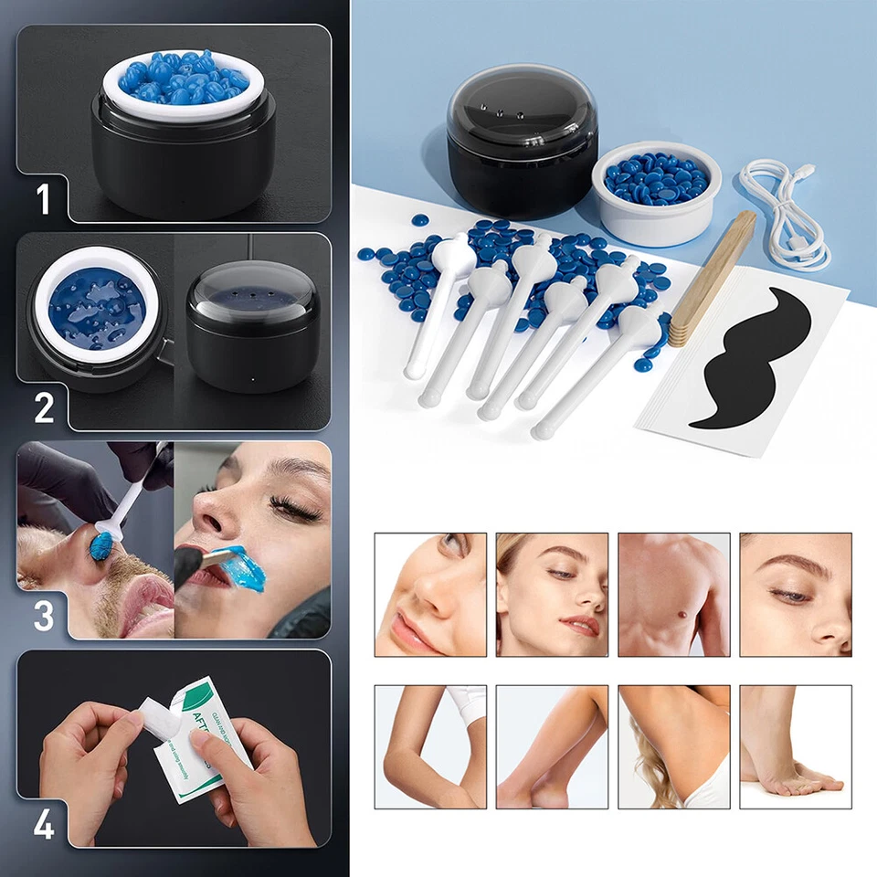 Nose Wax Kit Hair Waxing Kit w/ Beans Ear Body Hair Removal Men Women Painless - Image 4 of 4