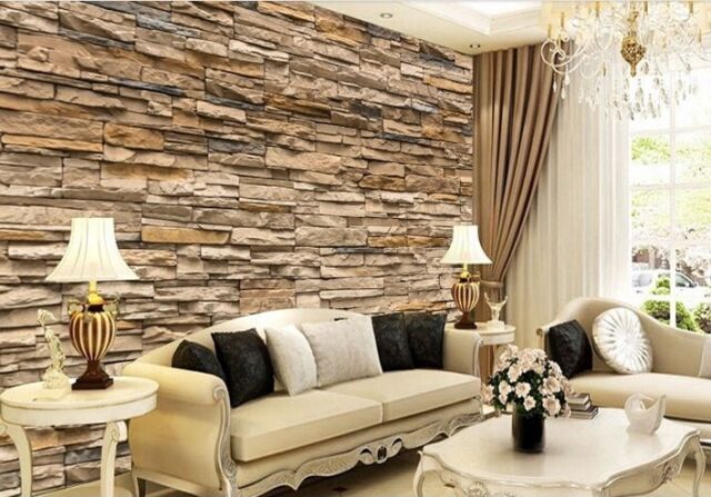 3d Wallpaper Bedroom Living Mural Roll Modern Faux Brick Stone Wall Usa