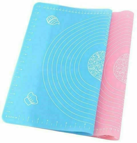 65x45 cm Backmatte Silikonmatte Teigunterlage Ausrollmatte - Blau - Rosa - Grün