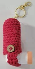 Asthma Inhaler Holder Case Tall Size Handmade Crocheted Cotton Keyring Keychain