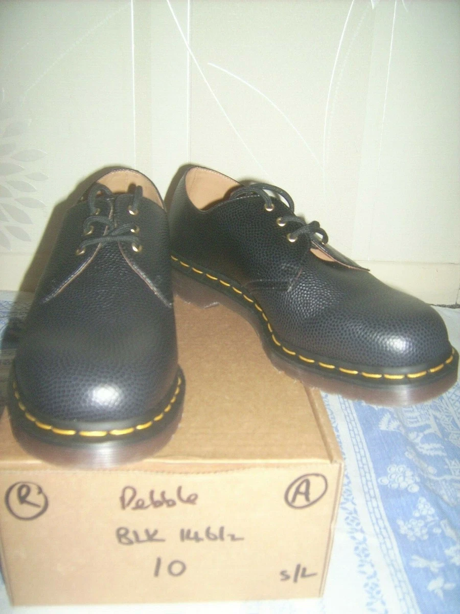 DR MARTENS 1461Z 3 HOLE SHOE BLACK PEBBLE LEATHER SIZE 10 BNIB