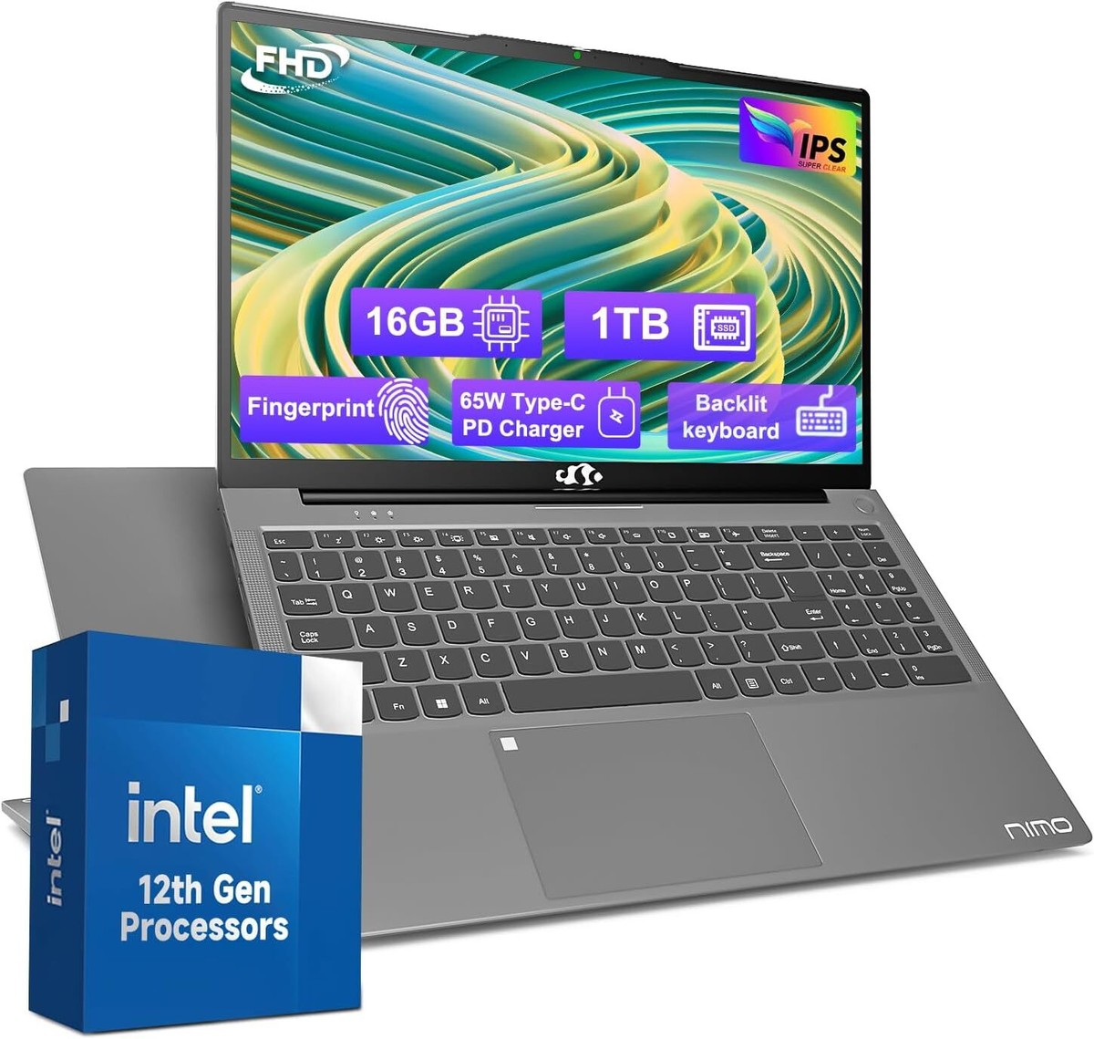 NIMO 15.6'' FHD Laptop 16GB RAM + 1TB SSD Win11 WiFi 6 Intel
