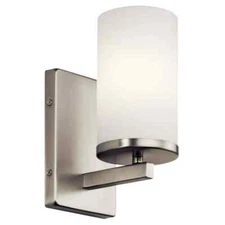 KICHLER Crosby 1-Light Brushed Nickel Bathroom Indoor Wall Sconce Light