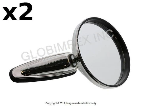 PORSCHE (1965-1971) Door Mirror (Chrome) - Round LEFT and RIGHT (2 PCS) O.E.M.