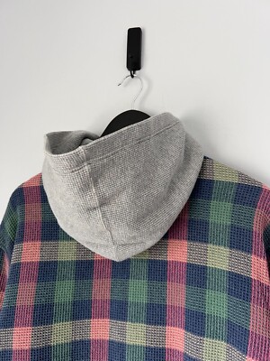 Supreme Waffle Plaid Hooded Shirt - Size Large - Mulitcolor - NEW