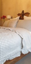 Pure French Gingham Linen Bedding/ Bedspread Set in Taupe by Rose and Foxgloves.