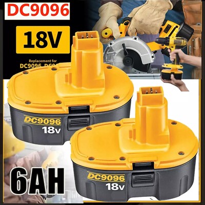 (2-PACK)  18V 6.0Ah  For Dewalt  18 VOLT XRP DC9096 DC9098 NiMH Battery  DW9096