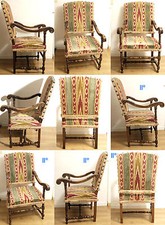 (PRL) 2 SEDIE SEDIA ANTIQUARIATO '600 ROCCHETTO NOCE RINASCIMENTO VELLUTTO GENOV