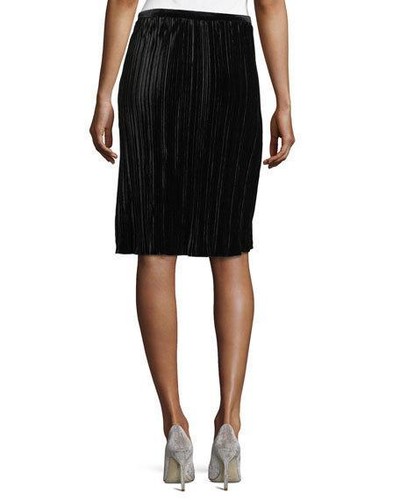 Anthropologie Sanctuary Womens Black Straight Accordion Velvet Skirt Large $79 - Picture 2 of 6