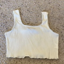 Shein Sleeveless Crop Top Ribbed Medium Womens Beige