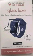 InvisibleShield Glass Luxe Apple Watch Series 3 38mm Screen Protector Black Fini