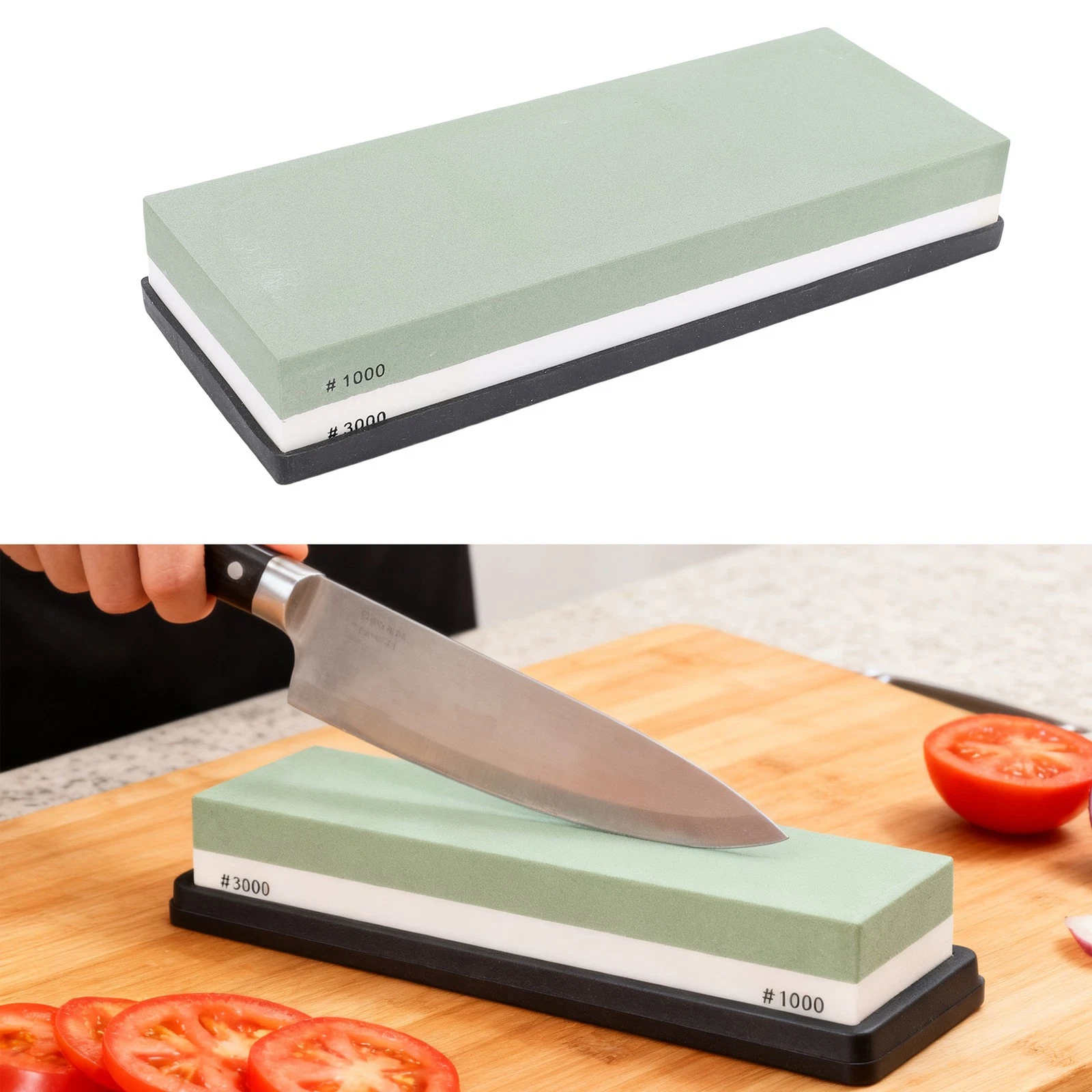 Knife Sharpening Stone 2 Side Grit Fine Polishing Anti Slip Base For Kitchen