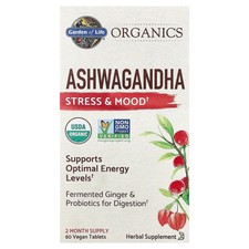 Organics, Ashwagandha, 60 Vegan Tablets 600 mg per Tablet 