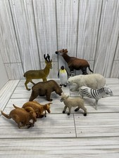 Lot Of 9 Random Wild Animal Figures Toys Bears Deer Penguin Kangaroos Sheep