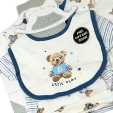 Baby Boys Teddy 6 piece Layette Gift Set with free gift bag