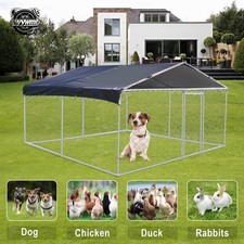 10'x10' Outdoor Pet Dog Run House Kennel Shade Cage Enclosure with Cover  Roof