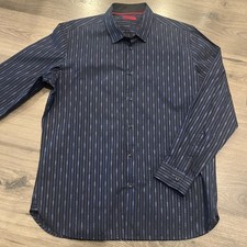 Alfani Slim Fit Button Up Long Sleeve Shirt Men's XL Extra Large Blue Stripe