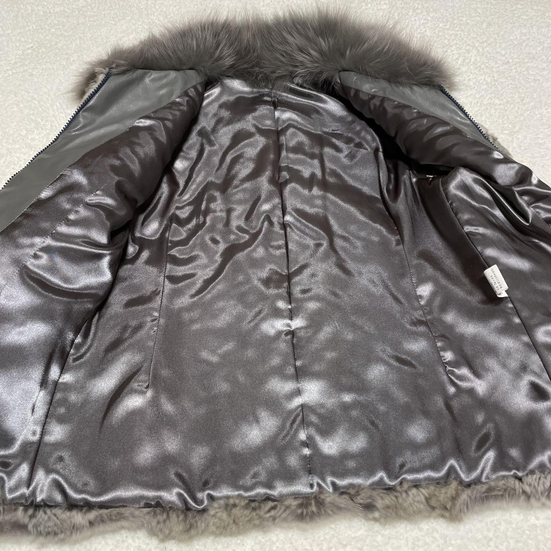 Gray Fur Coat Zigzag Pattern Rabbit Blue Fox Casu… - image 7