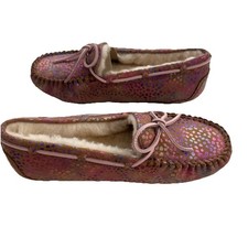 UGG DAKOTA SPOTS CHESTNUT SPARKLE SUEDE SLIPPERS MOCCASIN US 5 NEW NIB