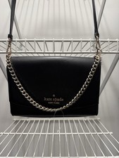 Kate Spade Vintage VTG 90s Black Silver Chain Buckles Long Strap Purse