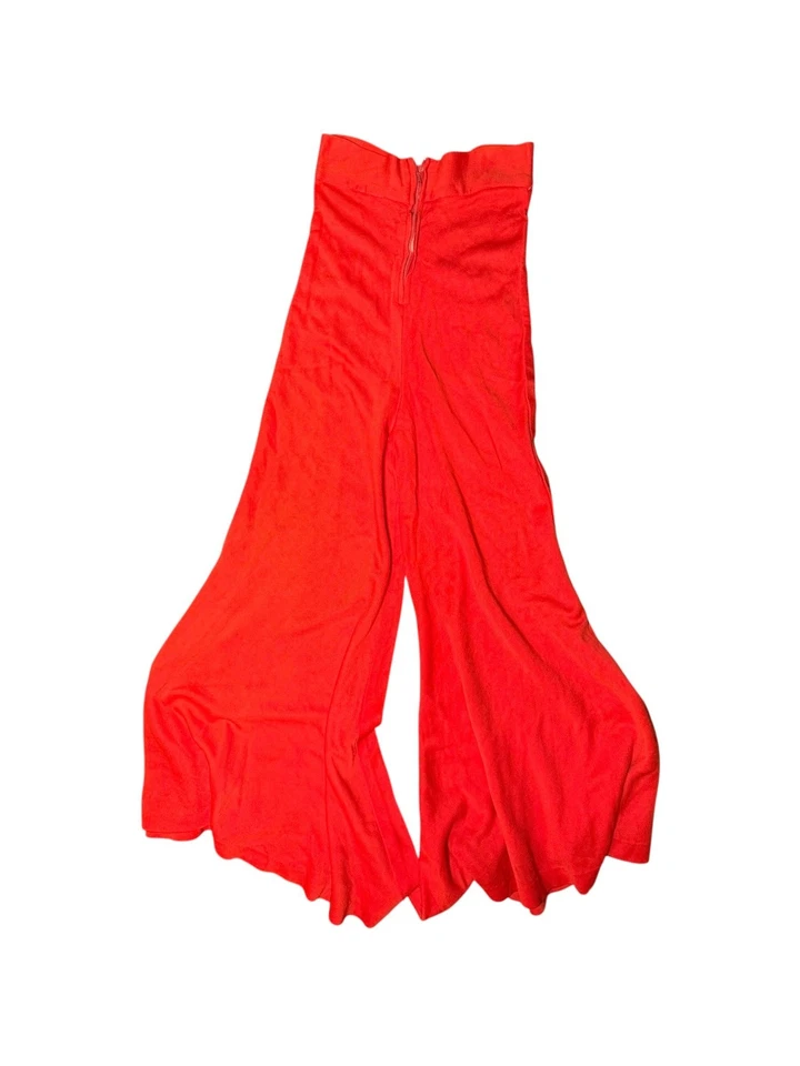 Vintage High Waist Orange Pants Womens XS flare Bell Bottom 70s - Image 2 of 4