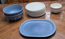 Pottery Barn Mendocino Ivory and Mineral Blue Dinnerware Sold By The Piece