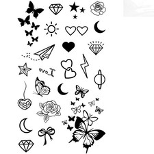 2 PCS Waterproof Butterfly  Heart Temporary Tattoos - Perfect for Summer Fun