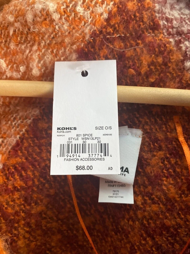NUEVO Poncho Sonoma Wrap 801 Spice Toggle Closure Kohl's Talla Única OS NUEVO CON ETIQUETAS $68 Foto 2 de 4