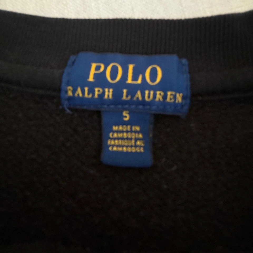 Polo Ralph Lauren Black Crew Neck Sweatshirt Kids Size S Pony Logo - Image 3 of 3